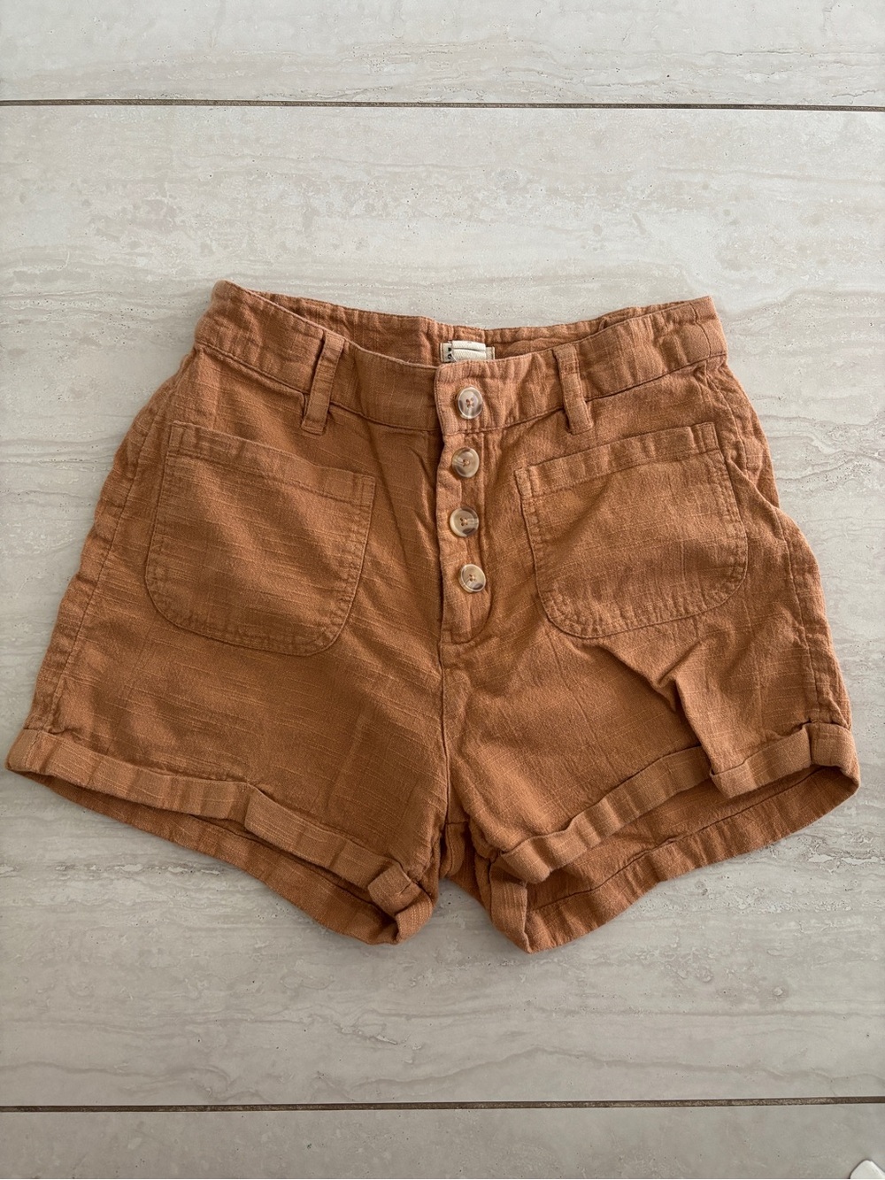 Women's Billabong High-Waist Linen Blend Rust Shorts